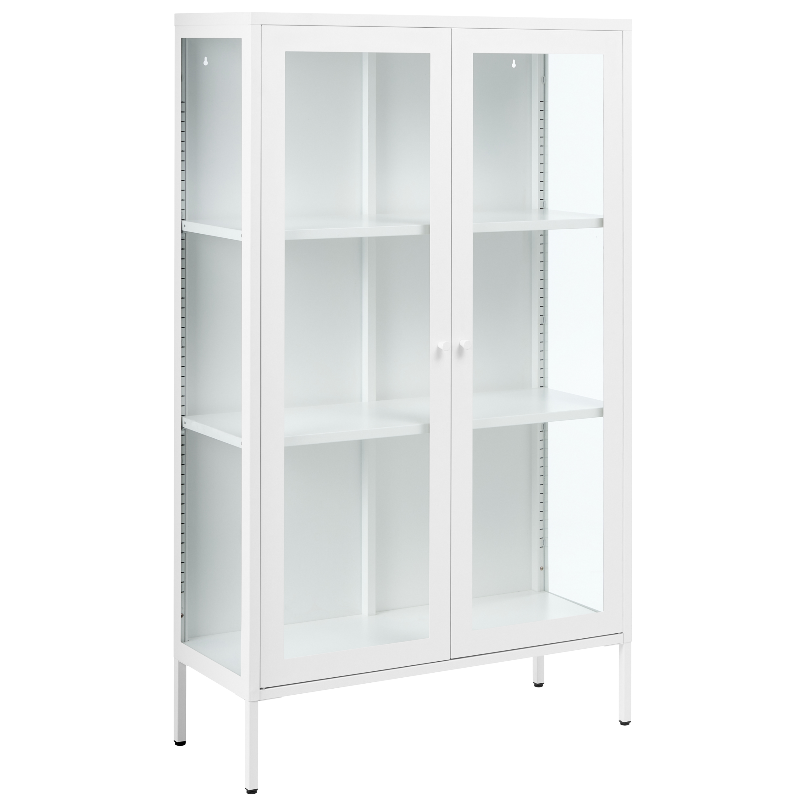 Vitrinskåp i glas NASH 90 cm Metall Vit