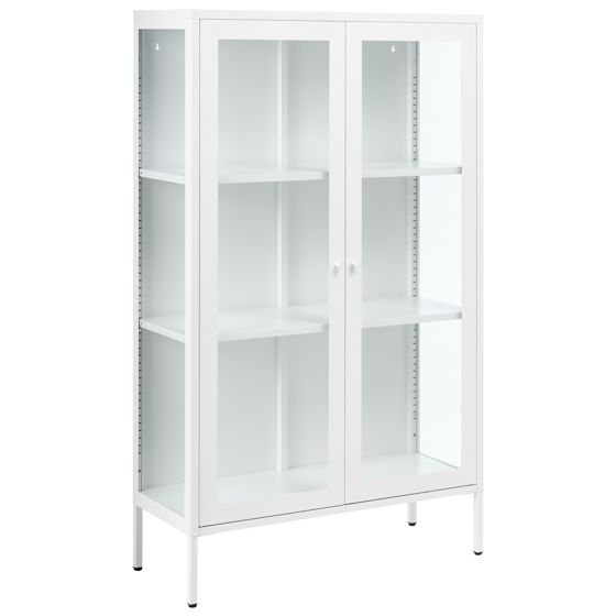 Vitrinskåp i glas NASH 90 cm Metall Vit