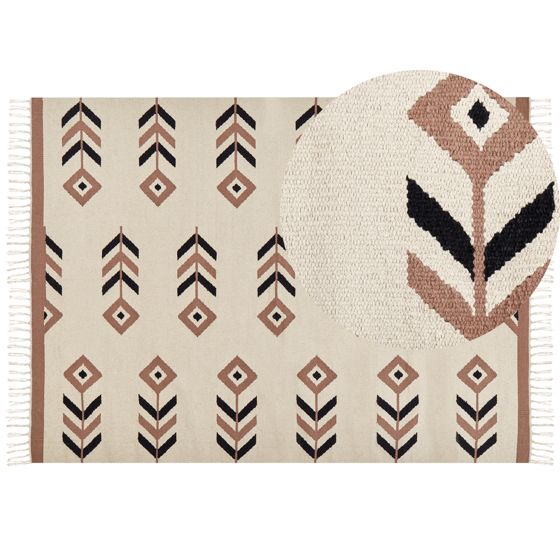 Matta NIAVAN Beige 200 x 300 cm Kelim Bomull
