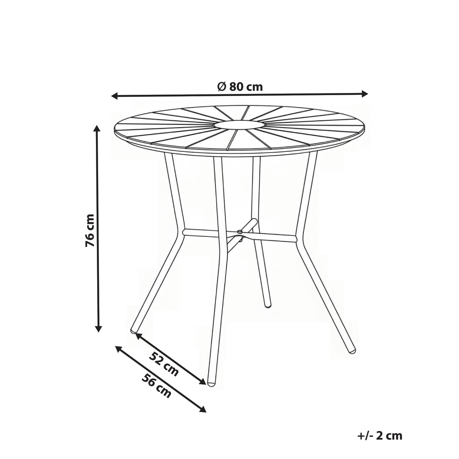Trädgårdsmatbord LINOSA 80 cm 80 cm Metall Svart