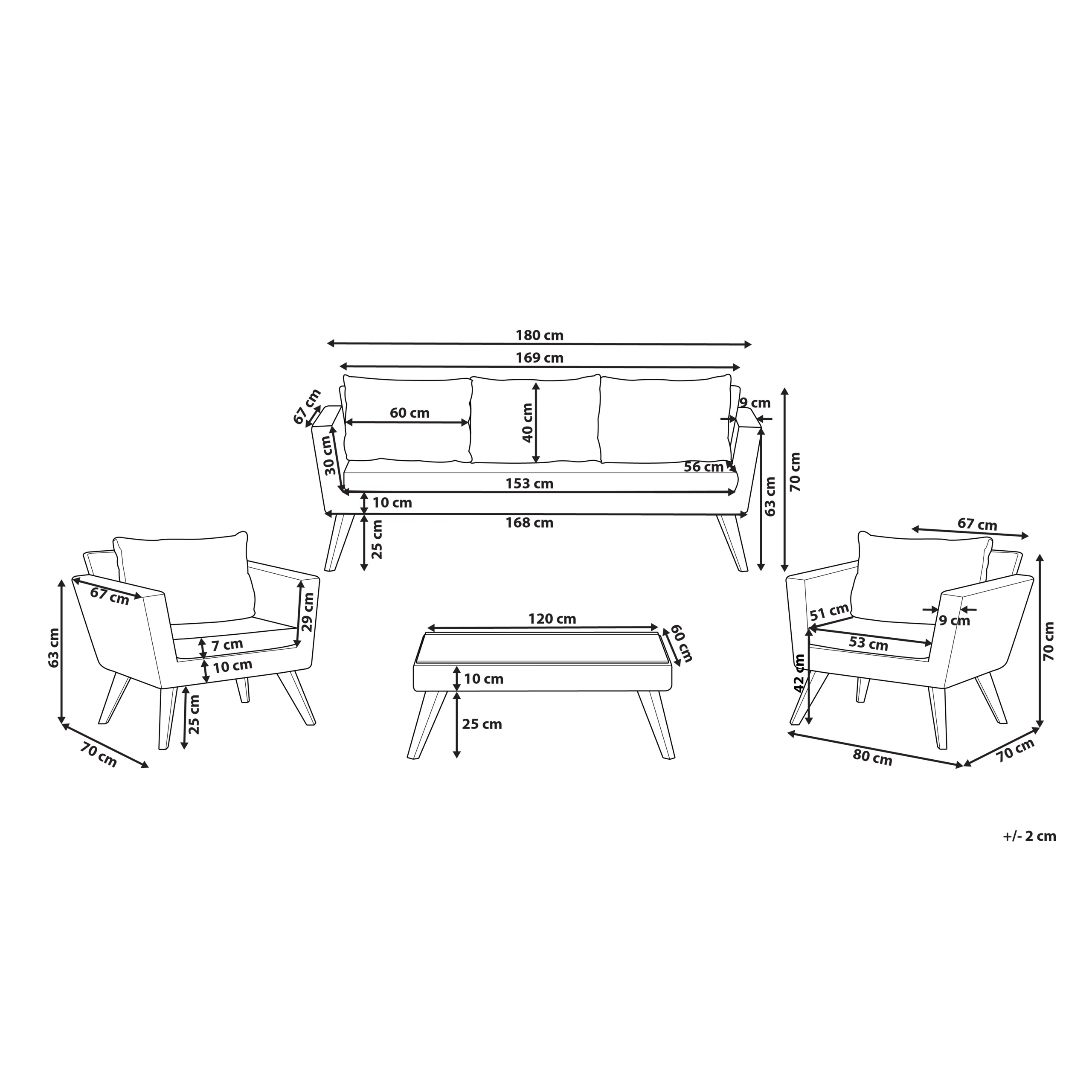 Trädgårdssoffgrupp med bord 5-sits VITTORIA XL Konstrotting Off-White