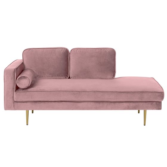 Vänstervänd schäslong MIRAMAS Sammet Rosa