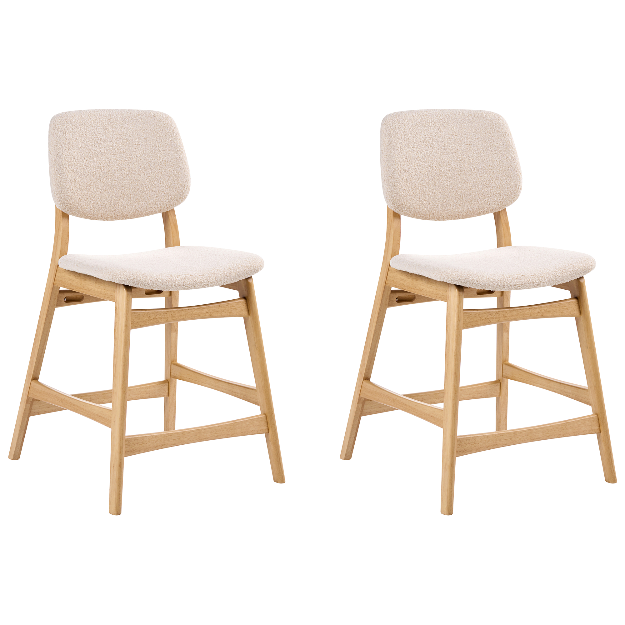 Set med 2 barstolar ELAINE Bouclé Ljusbrun/ Beige