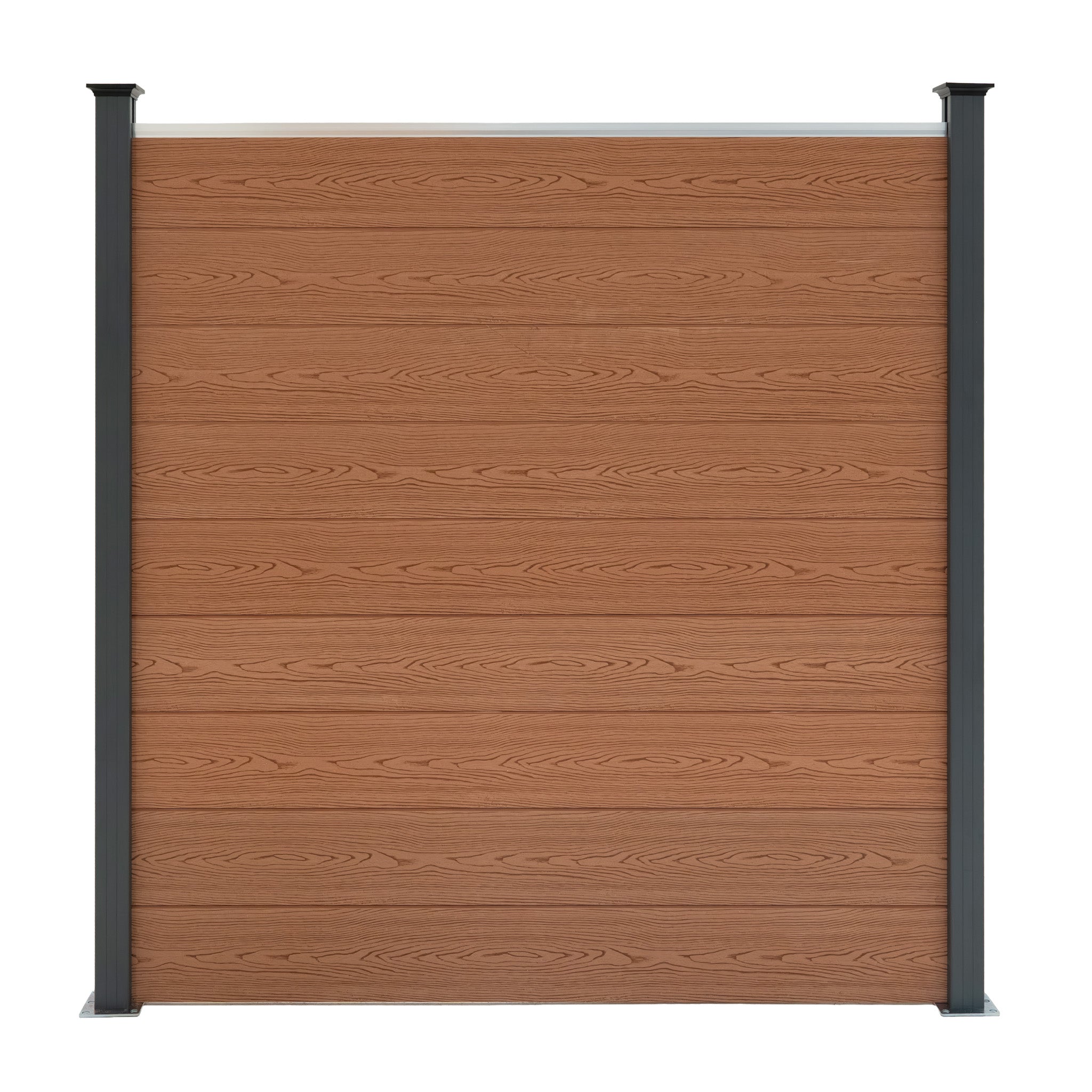Kompositstaketpaneler, hörnstycke och LED-stolpar 1,8 m x 15,2 m - brun