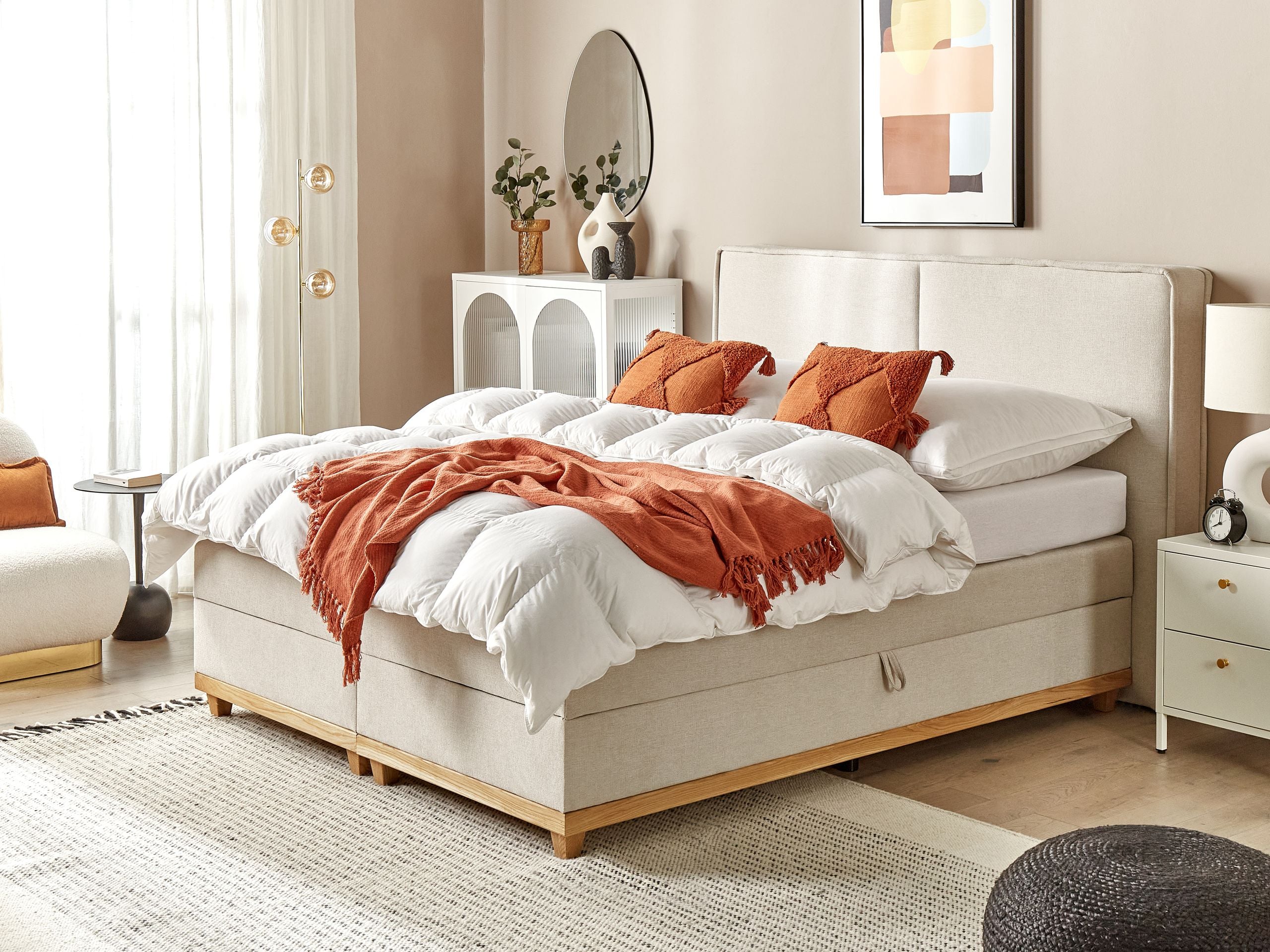 Kontinentalsäng med förvaring DYNASTY Beige 160 x 200 cm