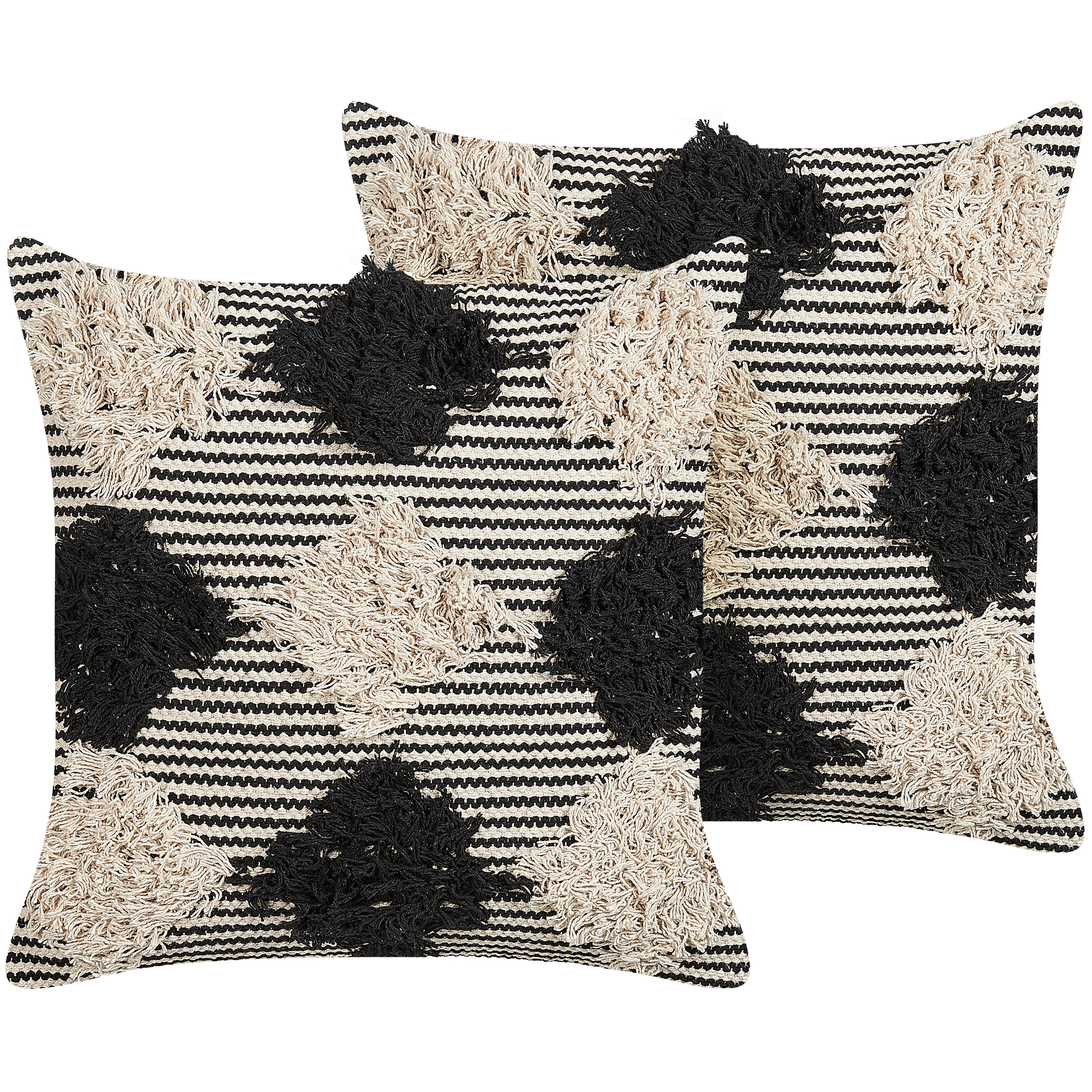 Set med 2 prydnadskuddar BHUSAWAL 50 x 50 cm Bomull Svart Geometriskt tryck