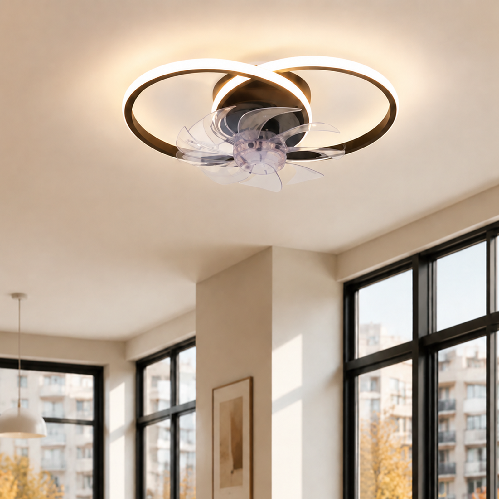 NETTLIFE LED - takfläkt med belysning - 36W, svart, tyst Med fjärrkontroll, 3 färgtemperaturer, 6 hastigheter