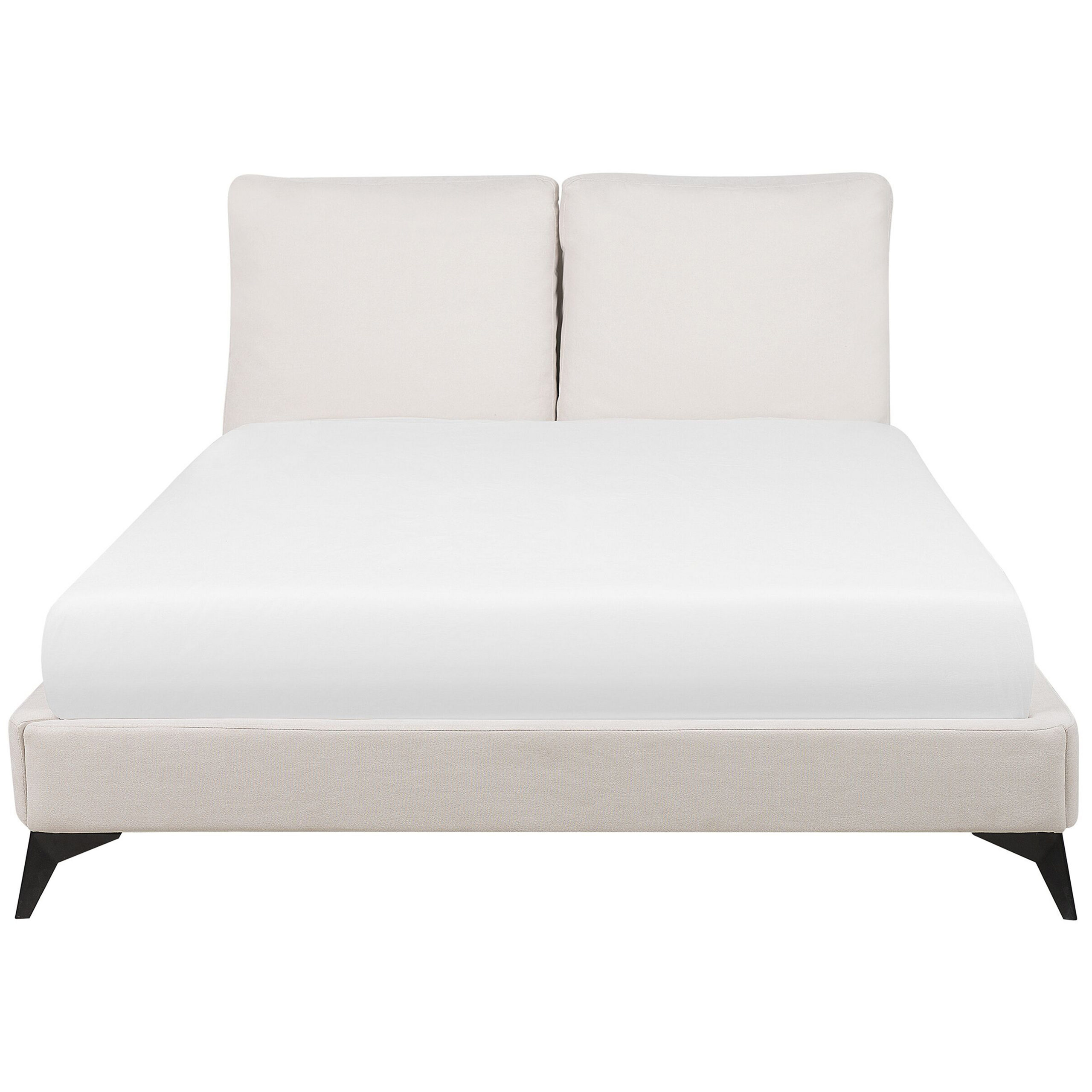 Säng med lamellram Chenille MELLE 160 x 200 cm Ljusbeige
