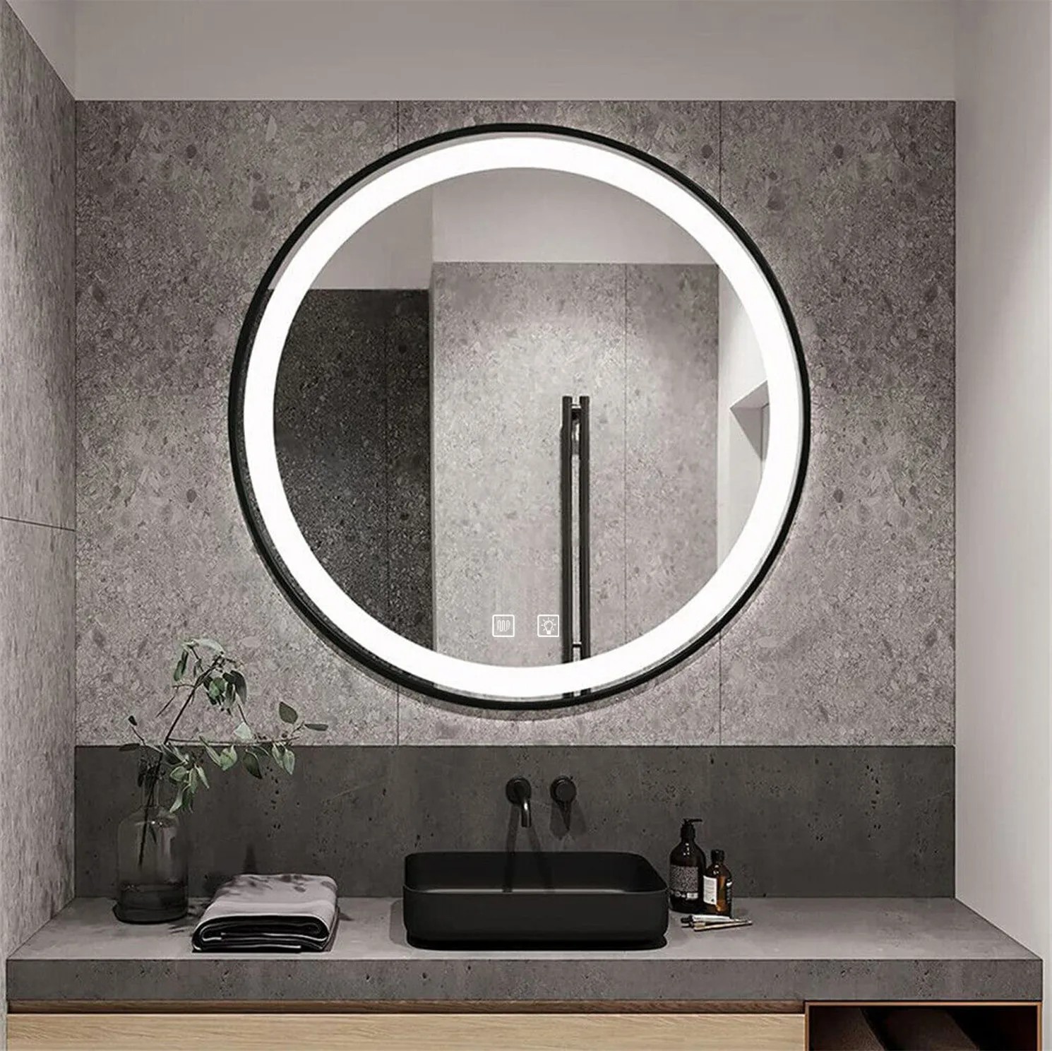 REA spegel LED P11394 MMJ 50cm Grå 2x50x50cm