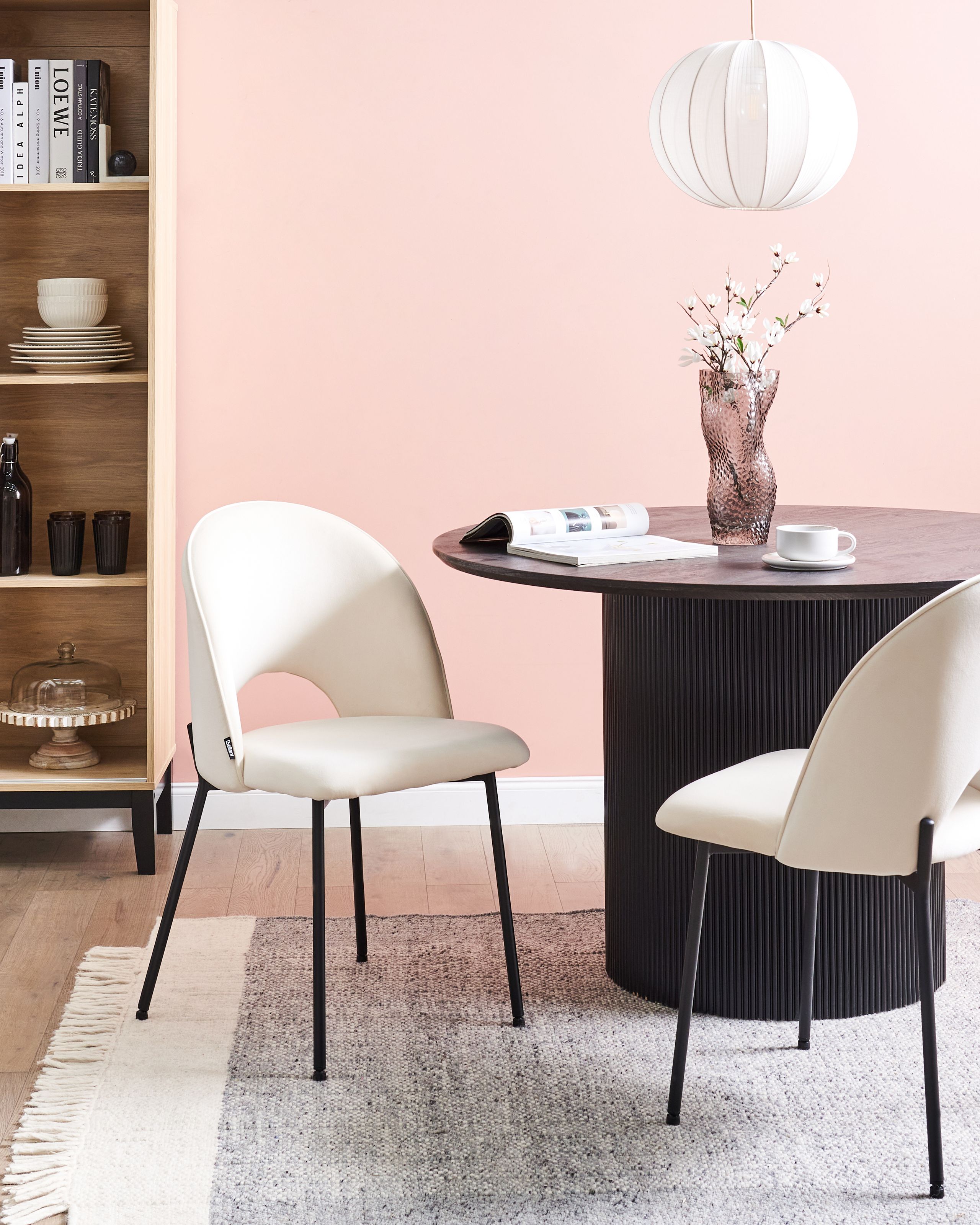 Set med 2 matstolar COVELO Sammet Ljusbeige
