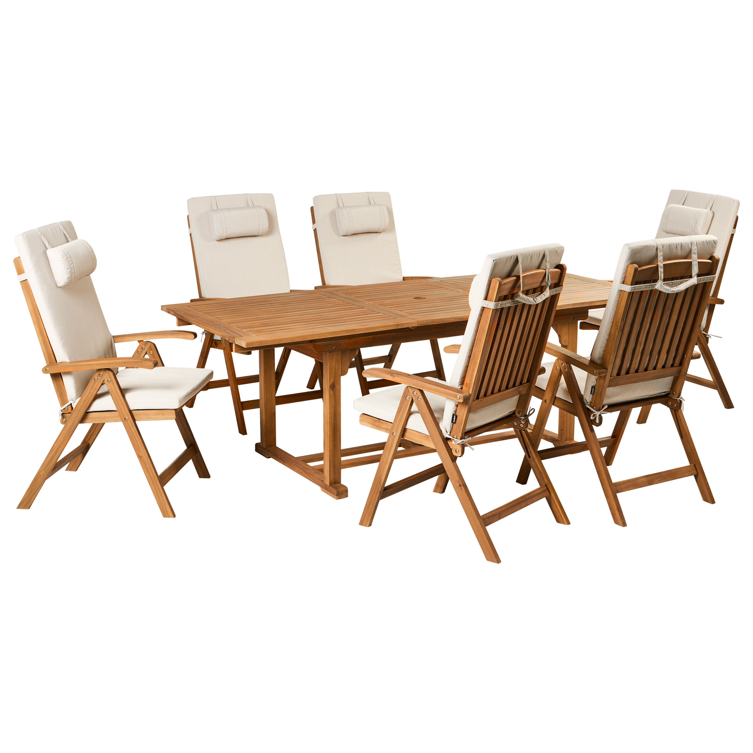 Trädgårdsmatgrupp 6-sits JAVA PREMIUM Akaciaträ Ljusbeige
