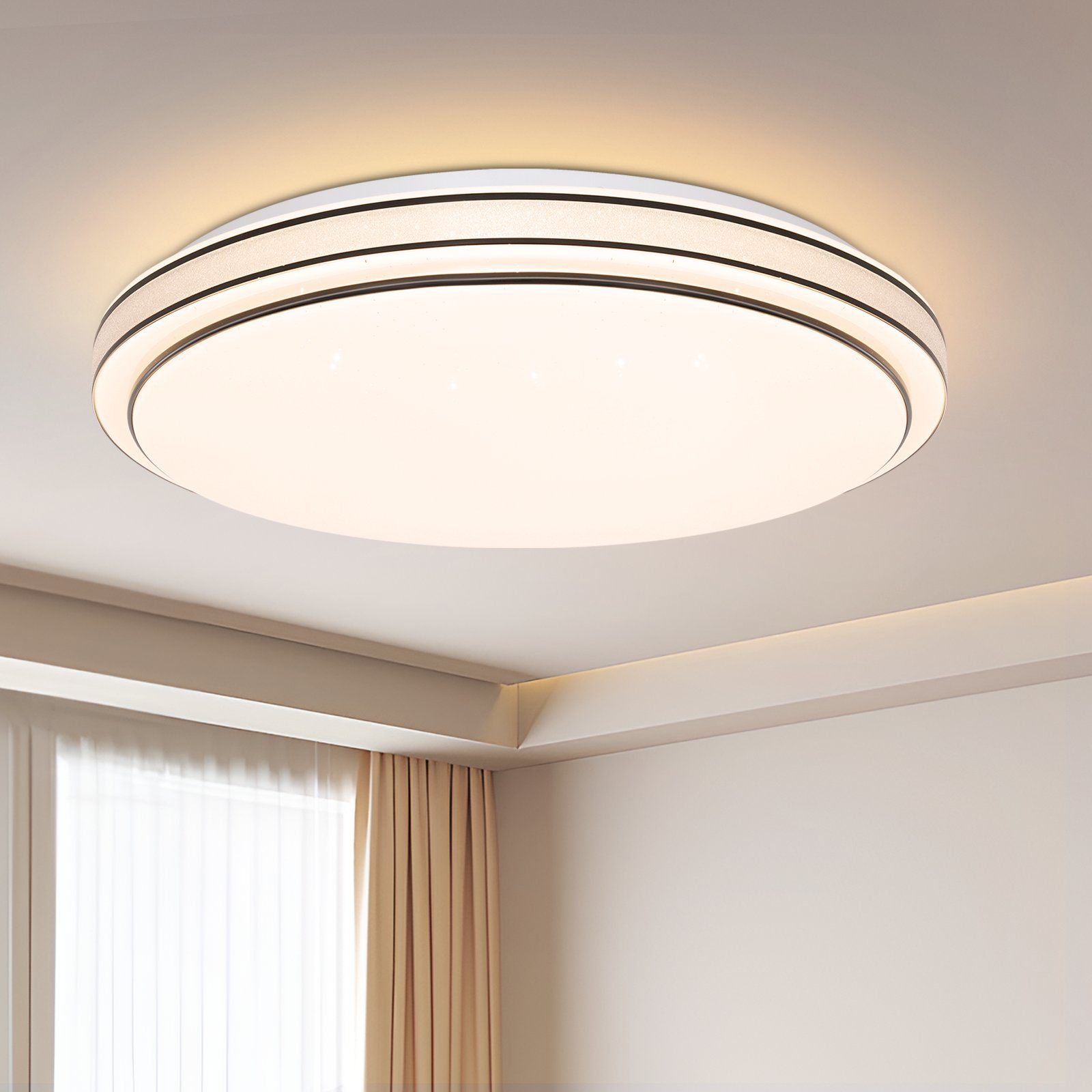 NETTLIFE LED - taklampa, för sovrum - diameter, 27 cm, stjärnhimmelslampa 12W varmvit lampa, modern