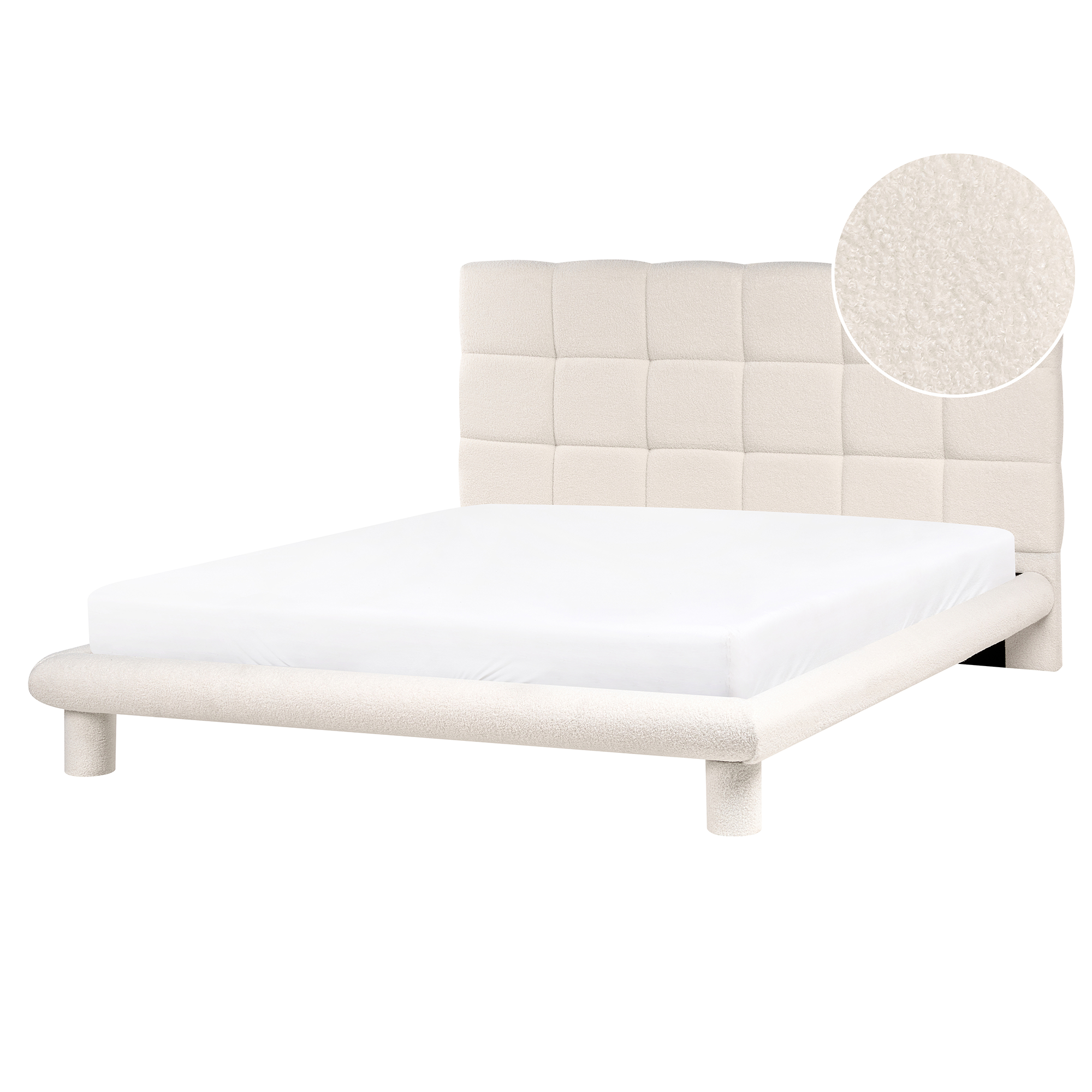 Säng med lamellram Bouclé CRESSAT 160 x 200 cm Off-White
