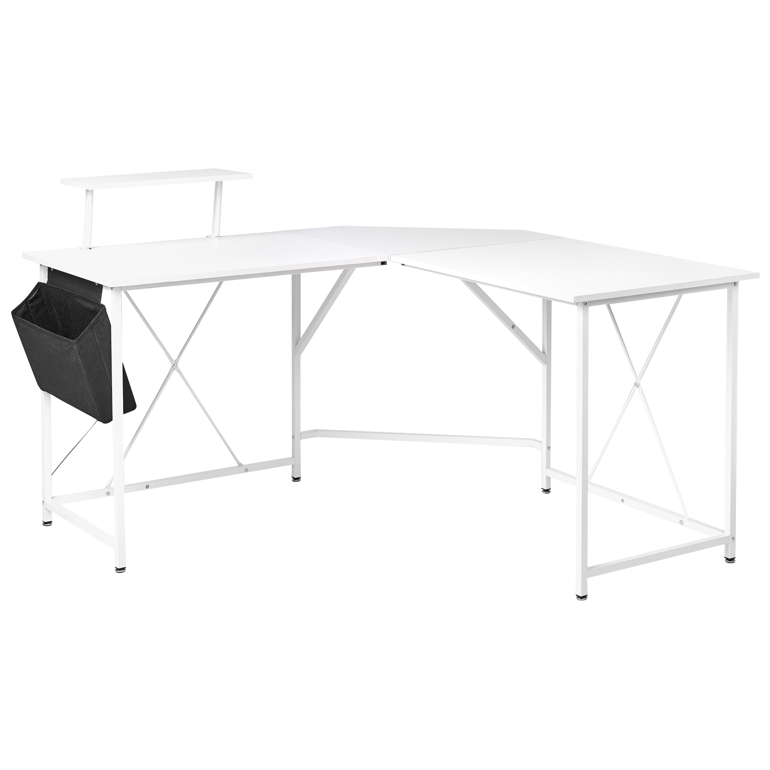 Hörnskrivbord TACONY 180 cm 140 cm med förvaring Vit