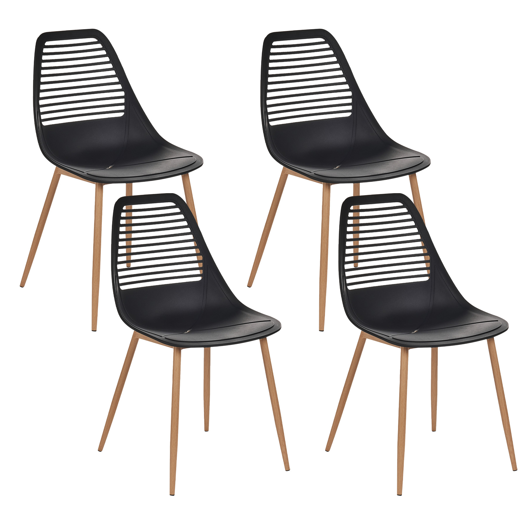 Set med 4 matstolar MONTELLO Svart