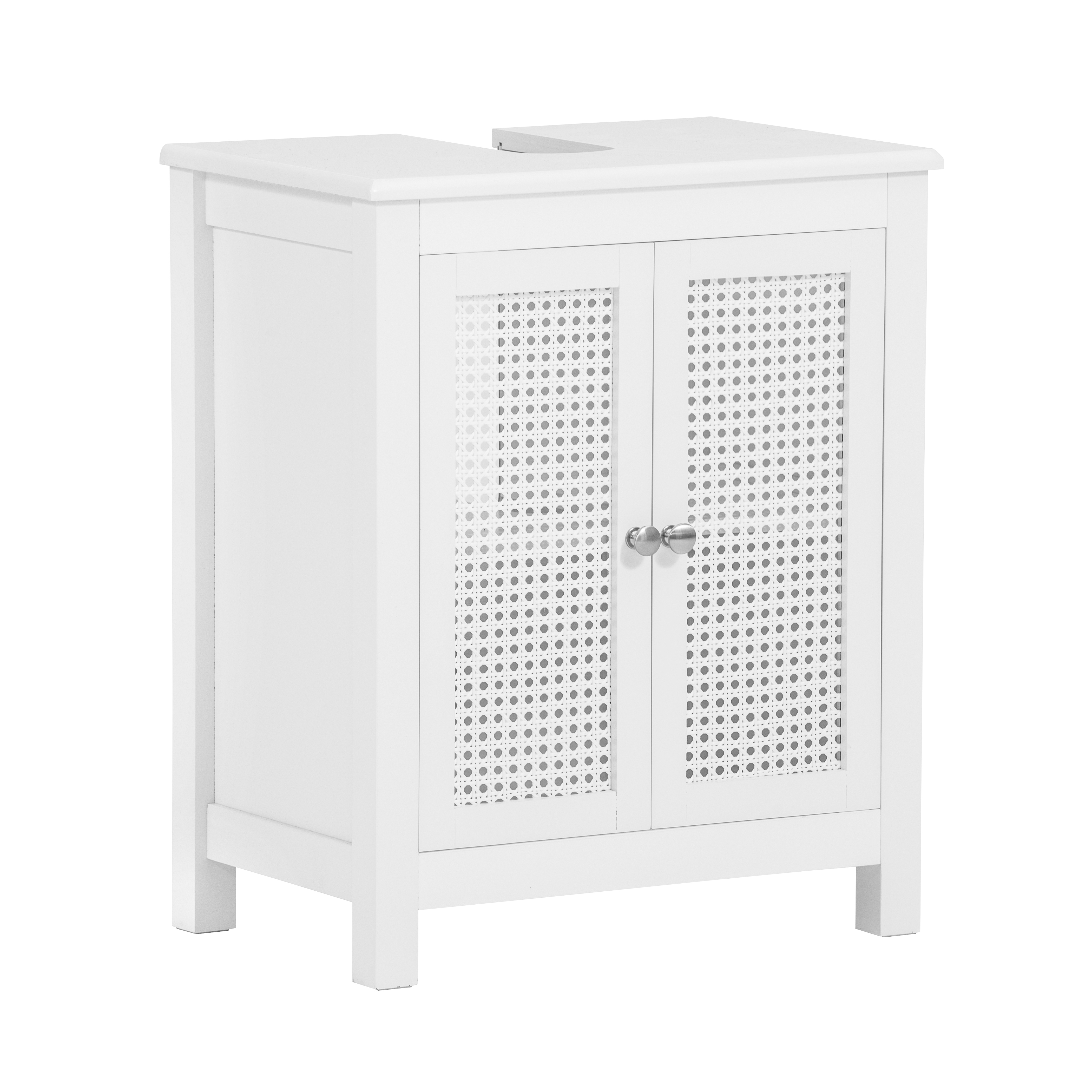 SoBuy Underskåp för Badrum Smal Förvaringsenhet med 2 Dörrar och Hylla Vit Badrumsskåp med Spjälfront 50x60x33 cm BZR35-W