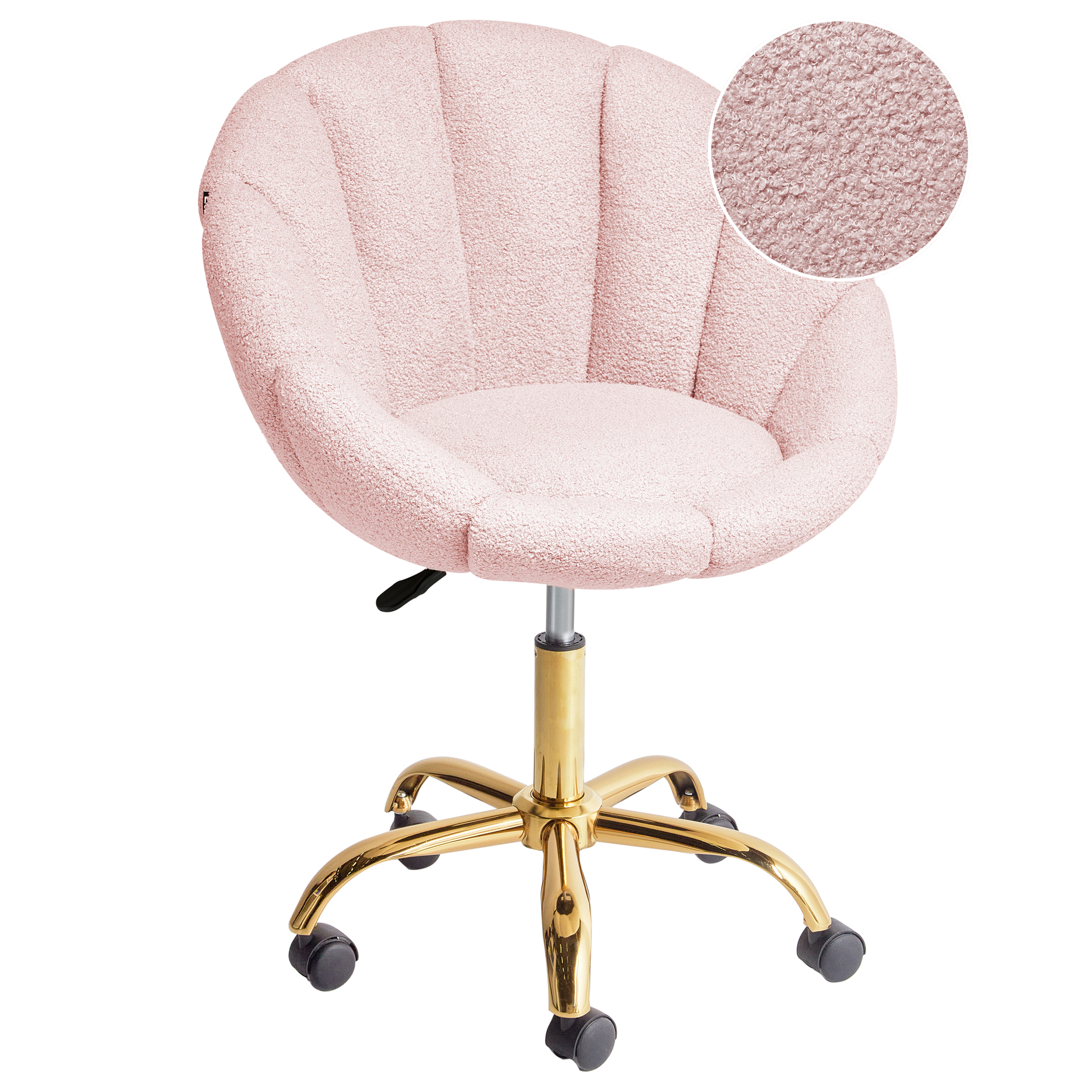 Skrivbordsstol ANNABELLE Bouclé Pastellrosa