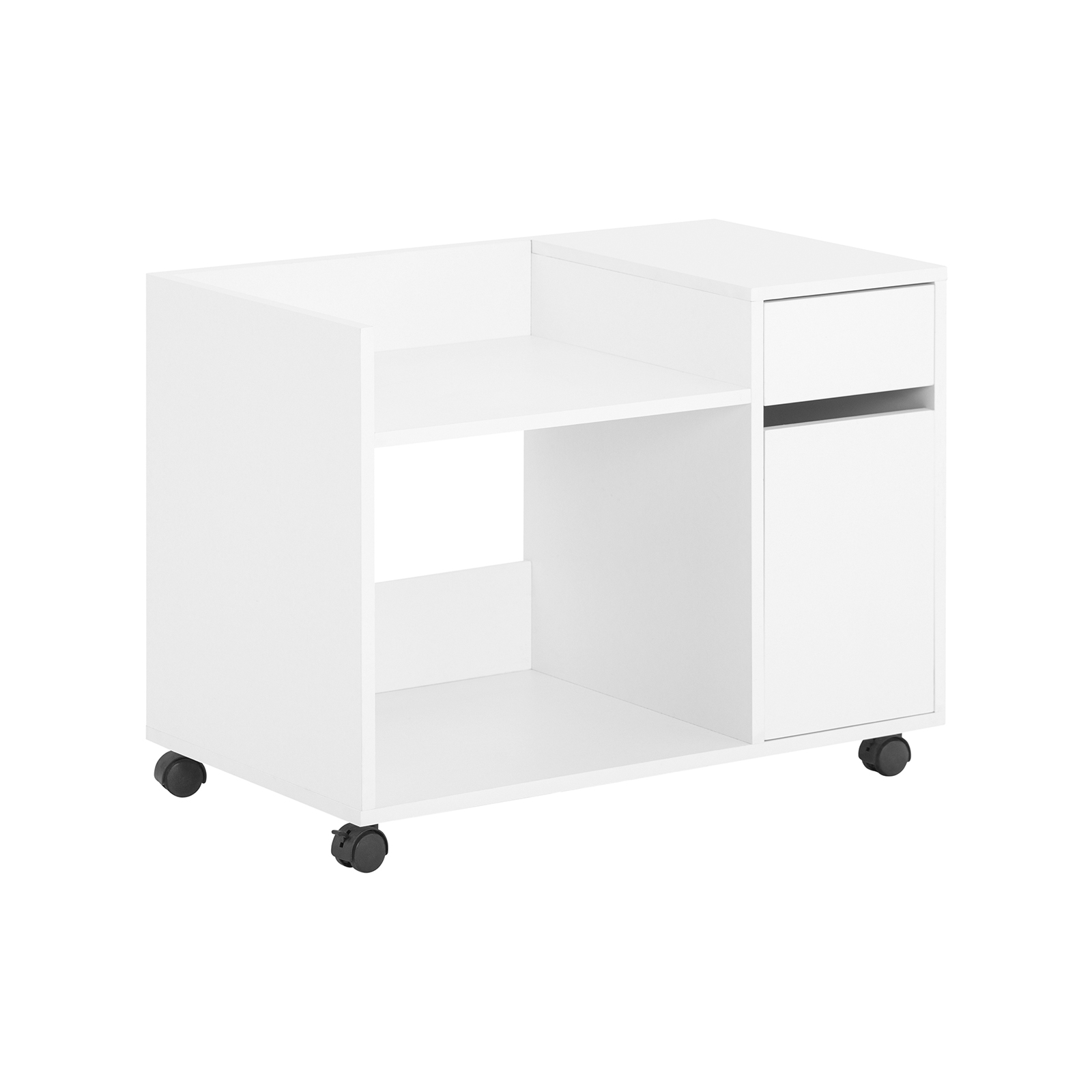 SoBuy Skrivarstativ med hjul Rullbord Sidobord Mobilt förvaringsskåp ASK02-W