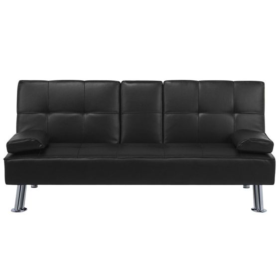 Bäddsoffa 3-sits ROXEN Konstläder Svart