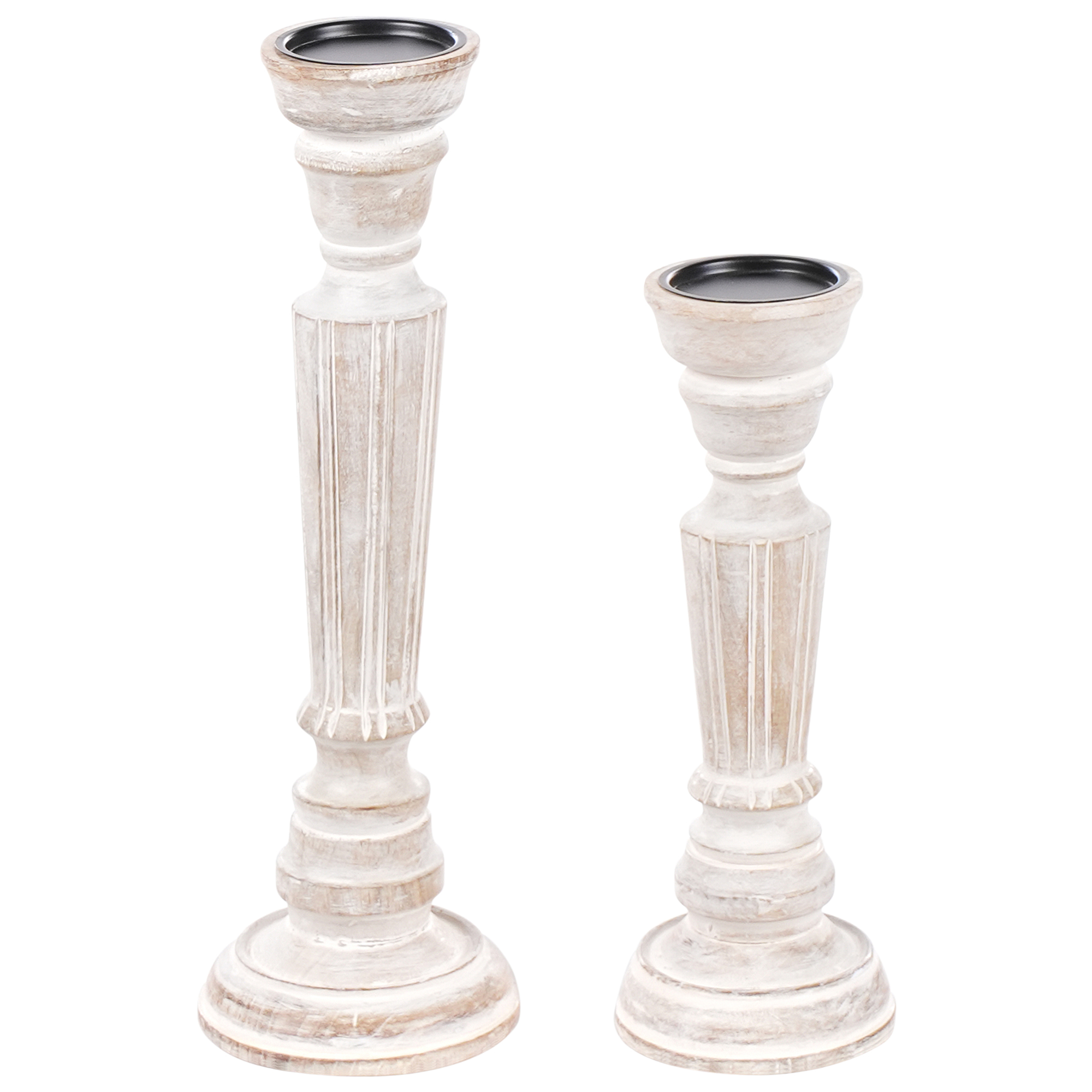 Set med 2 ljusstakar DARWA 30/40 cm Mangoträ Ljusbrun