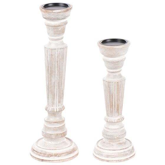 Set med 2 ljusstakar DARWA 30/40 cm Mangoträ Ljusbrun