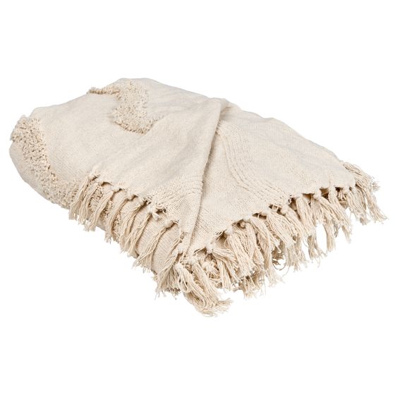 Pläd KHARI Bomull 200 x 200 cm Ljusbeige