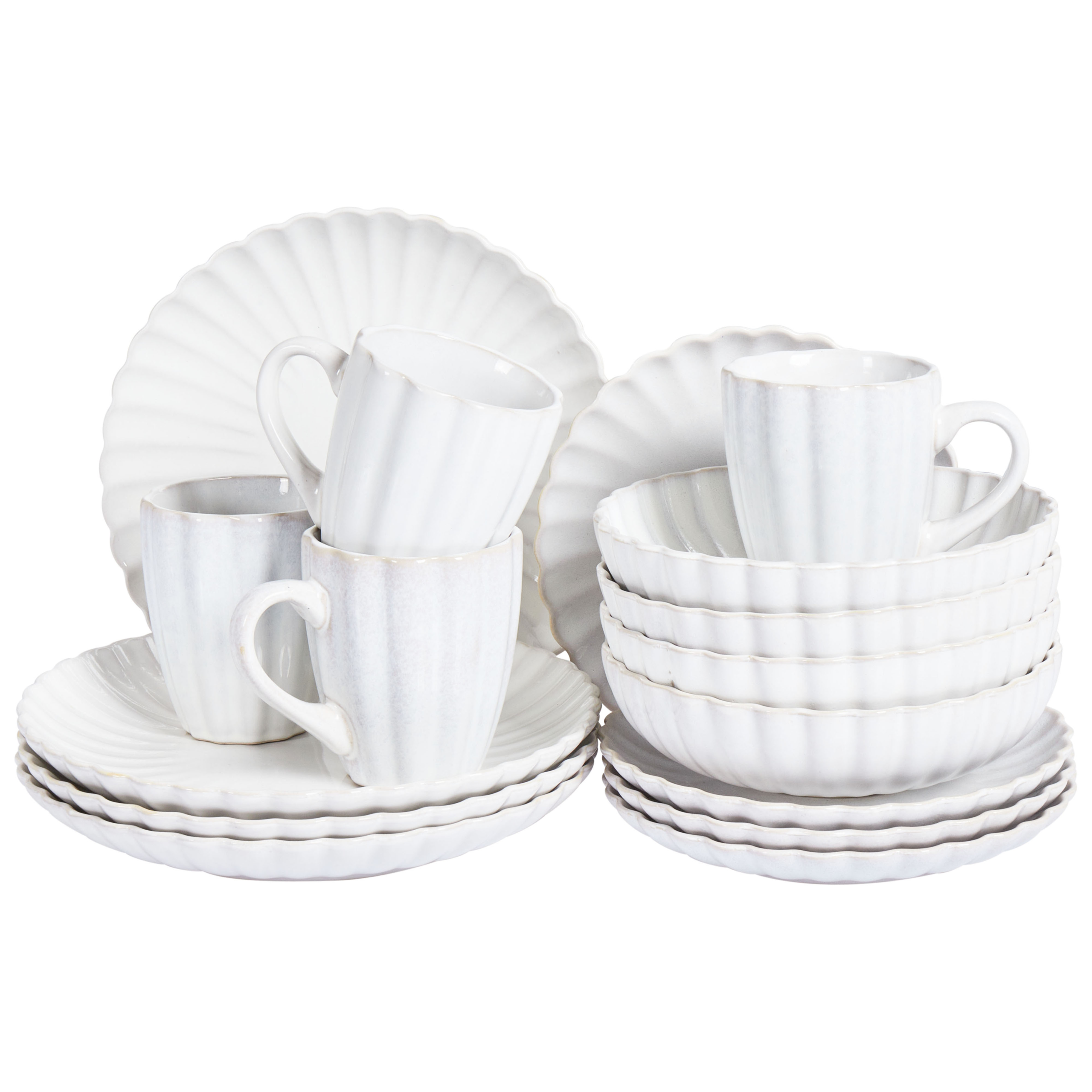 Set med 16 matserviser NETTLE Stengods Off-White