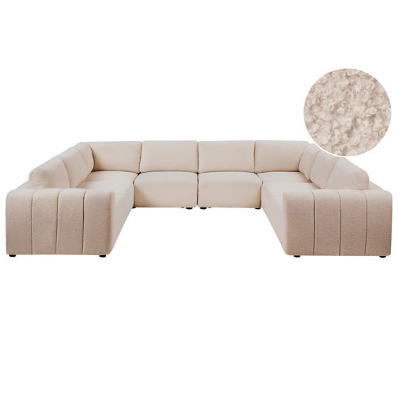 Modulär U-formad soffa 8-sits KIVVIK Bouclé Beige