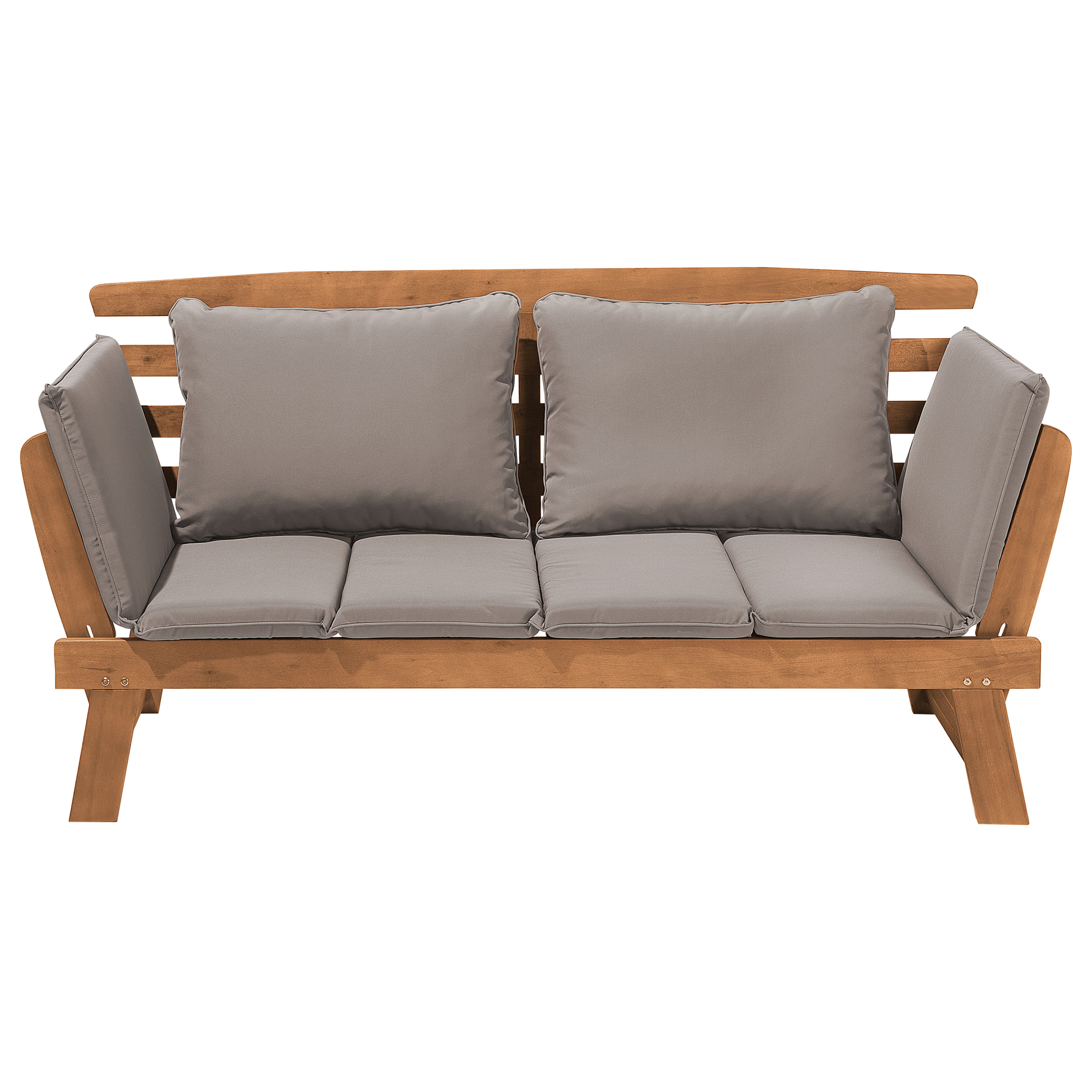 Trädgårdsbänk med dyna PORTICI 210 cm Eukalyptusträ Ljusbrun/ Taupe