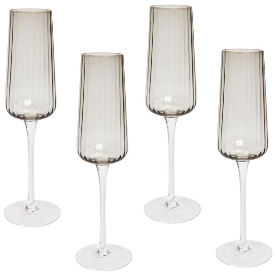 Set med 4 champagneglas QUARTZ 230 ml Grå