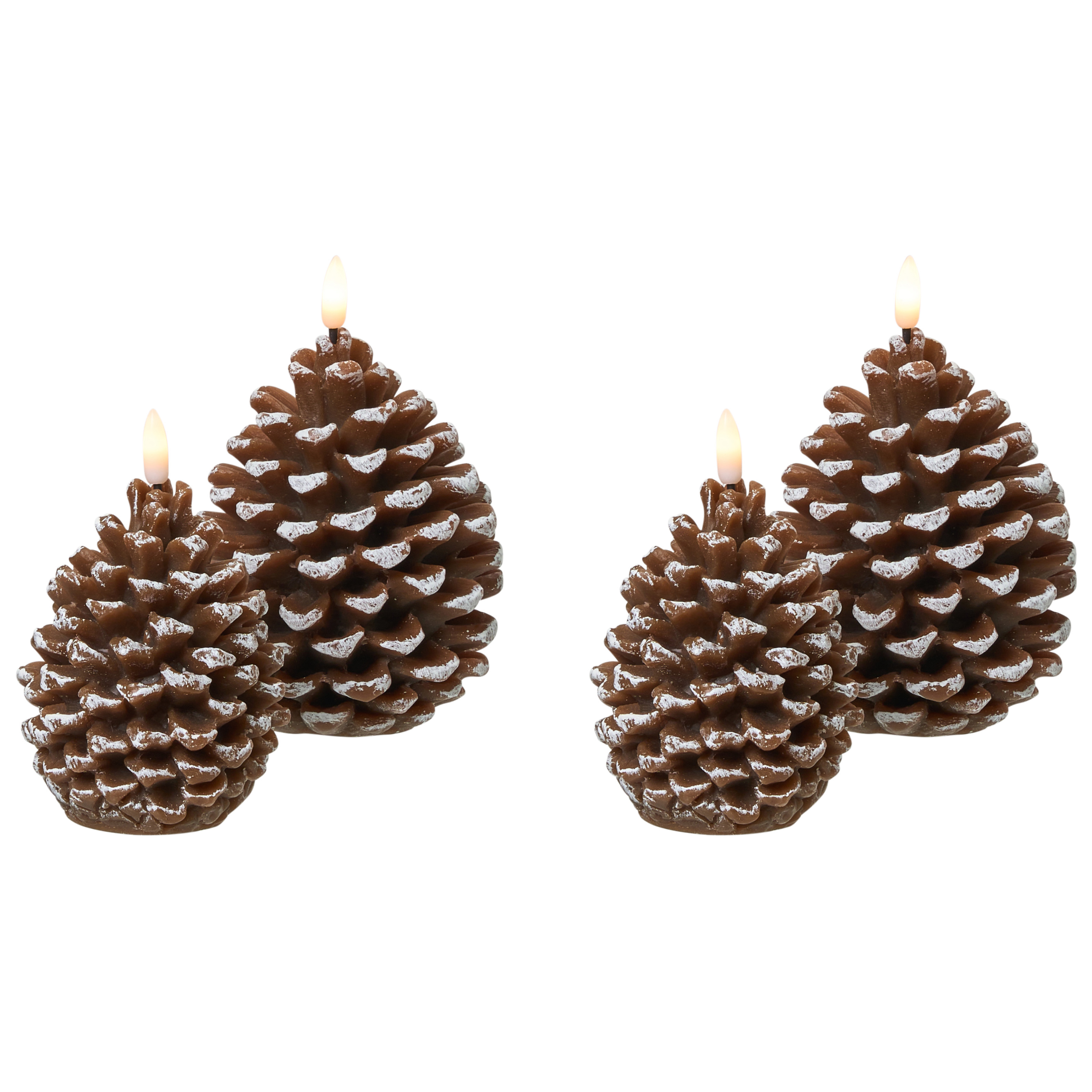 Set med 4 LED-ljus IVRESSE 15/12 cm Kotte Brun