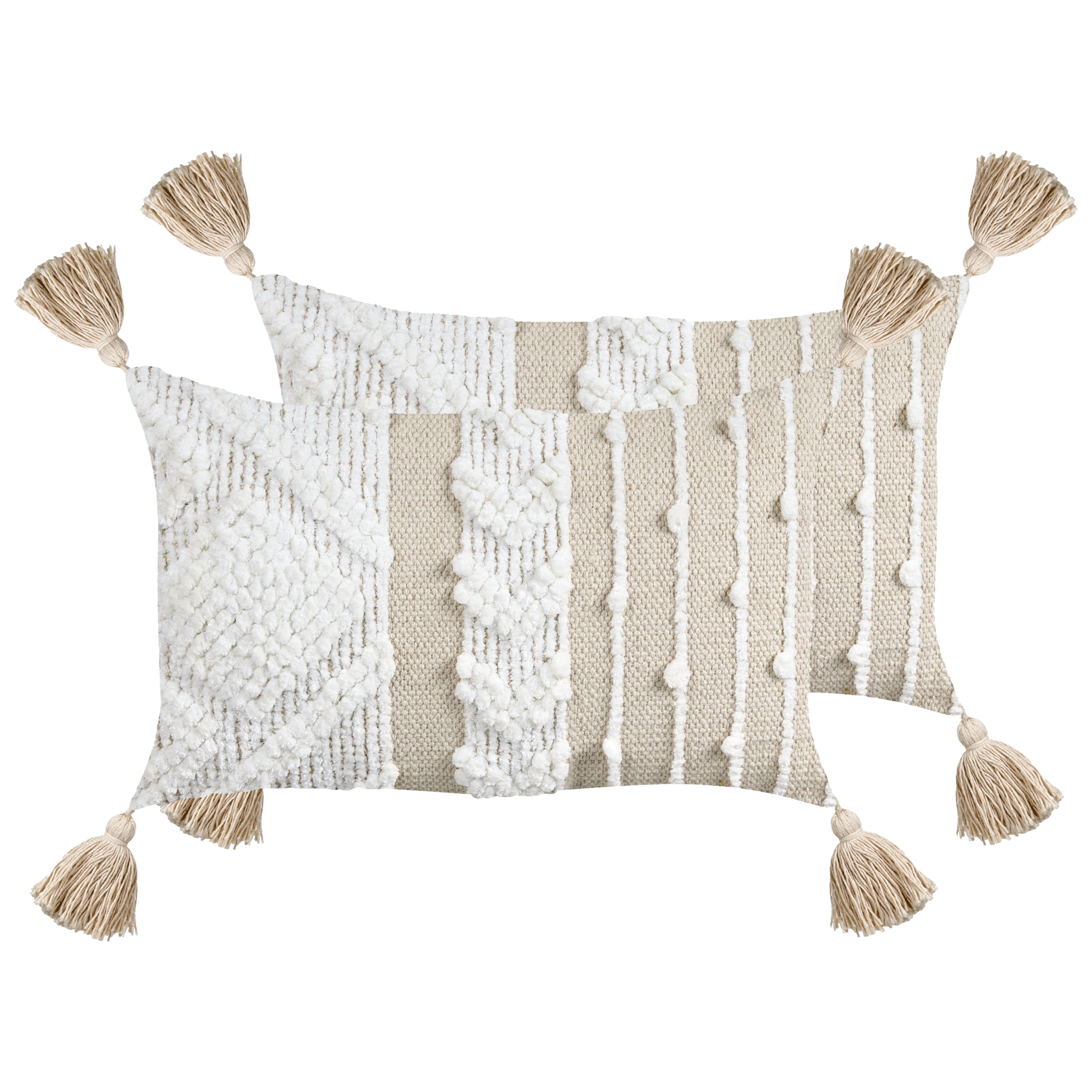 Set med 2 prydnadskuddar VALVARIA 30 x 50 cm Bomull Off-White Chevrontryck