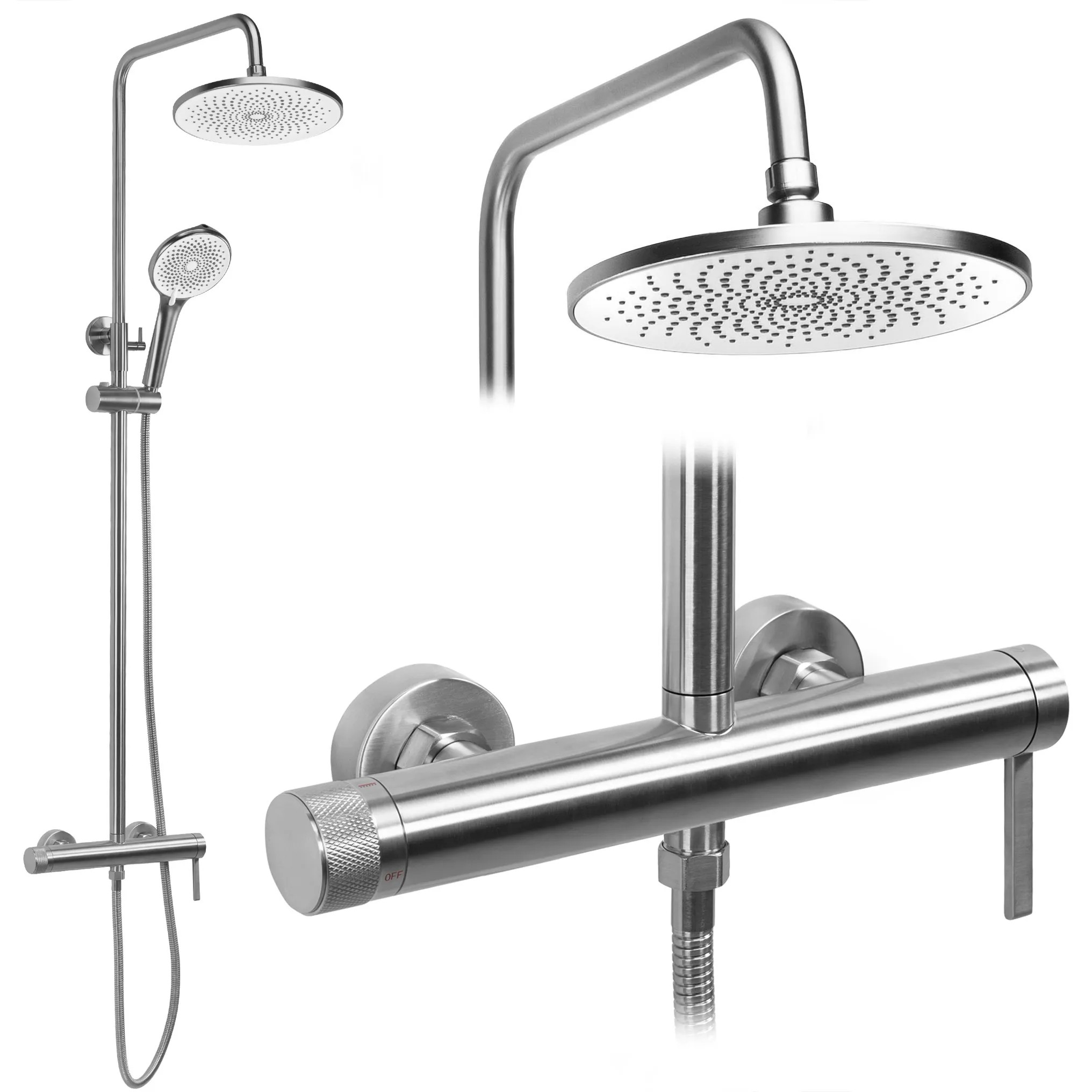 REA Duschset Rivo JS-7028N Borstat Stål, 33x29,5x126,5cm