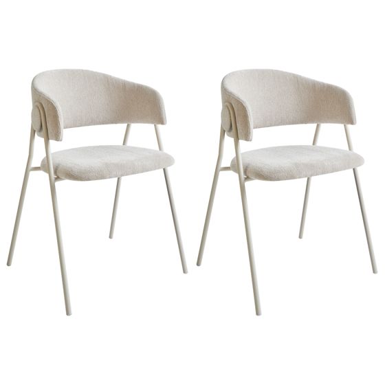 Set med 2 matstolar ALANSON Chenille Ljusbeige