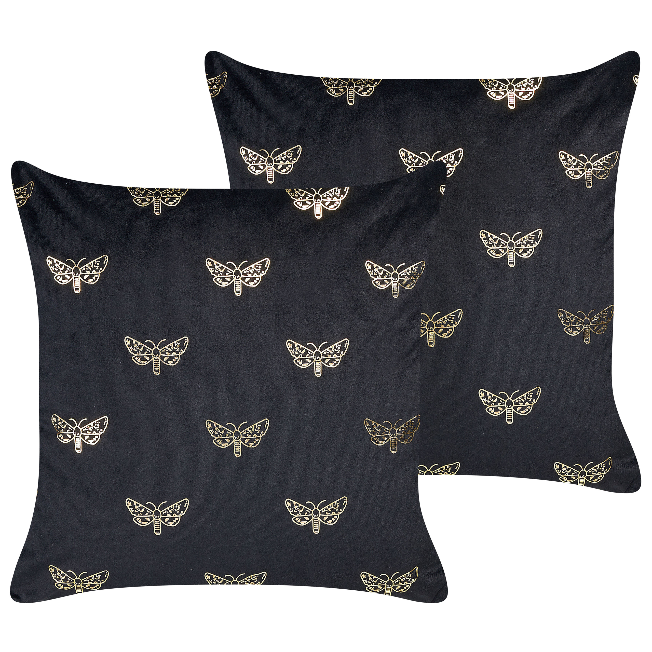 Set med 2 prydnadskuddar YUZURI 45 x 45 cm Sammet Svart Djurtryck