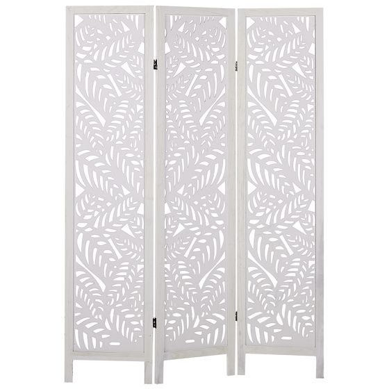 Rumsavdelare med 3 paneler MELAGO 122 cm 170 cm Vit