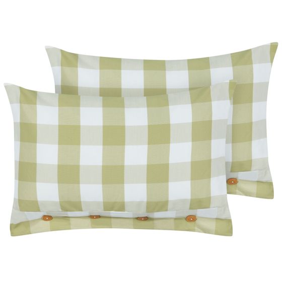 Set med 2 prydnadskuddar TAMNINE 40 x 60 cm Ljusgrön Rutigt tryck