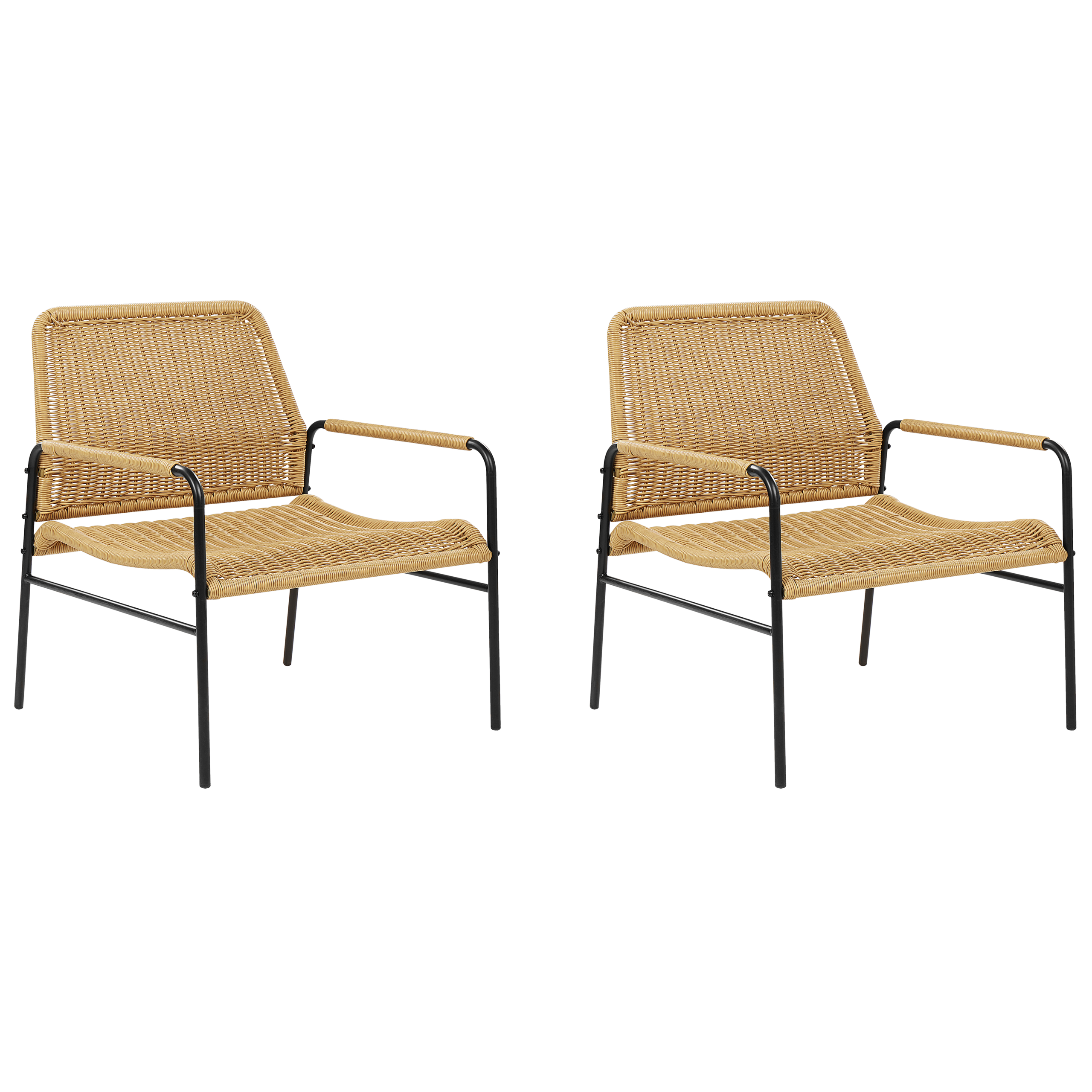 Set med 2 trädgårdsstolar PRASIMO Konstrotting Naturlig