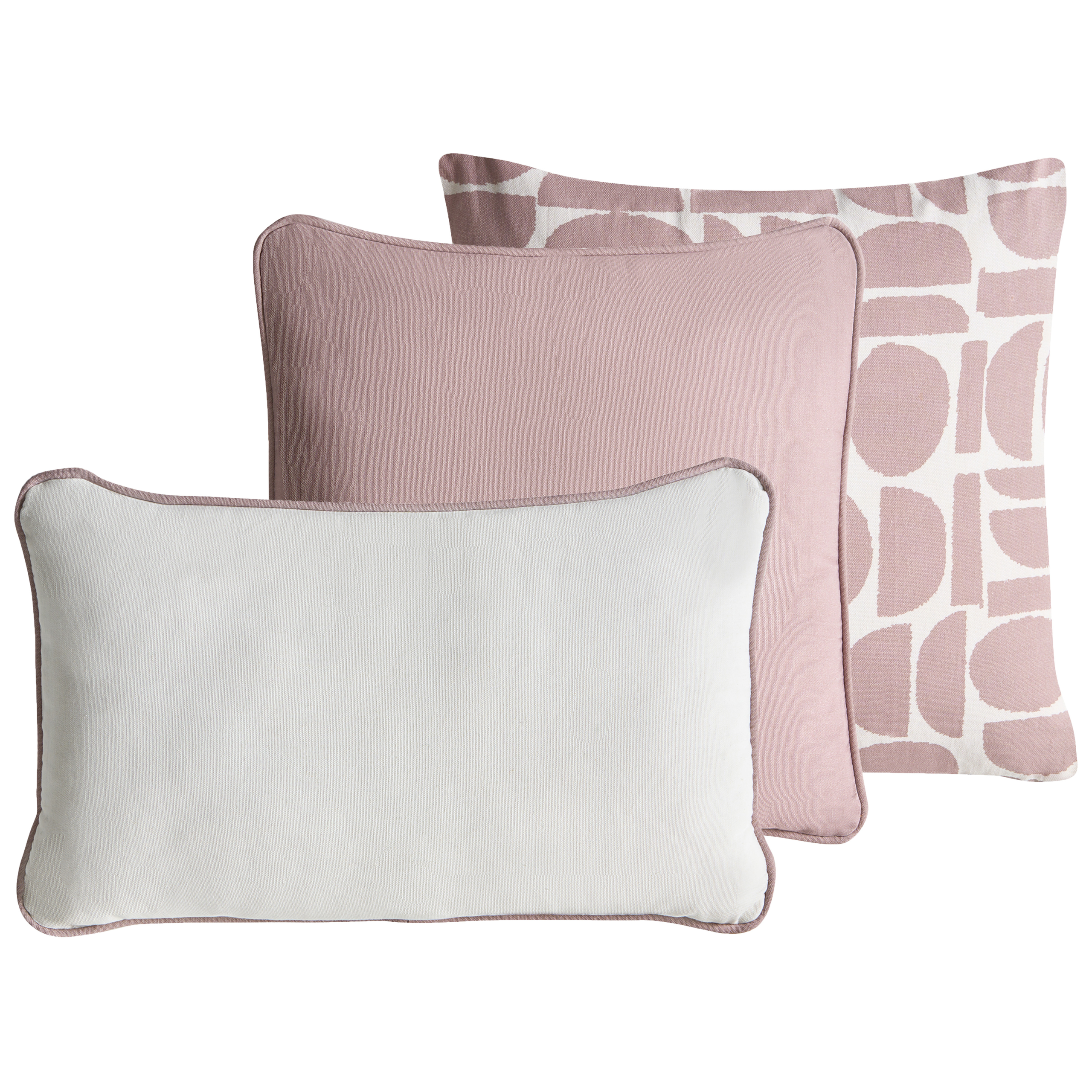Set med 3 dekorativa kuddar PENTACE 30 x 50 cm 45 x 45 cm Bomull Rosa Monokromt
