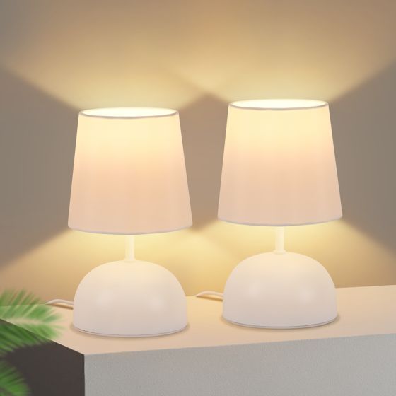 NETTLIFE sänglampset, 2 bordslampor med sladd, vit tygsänglampa, modern sovrumsdesign