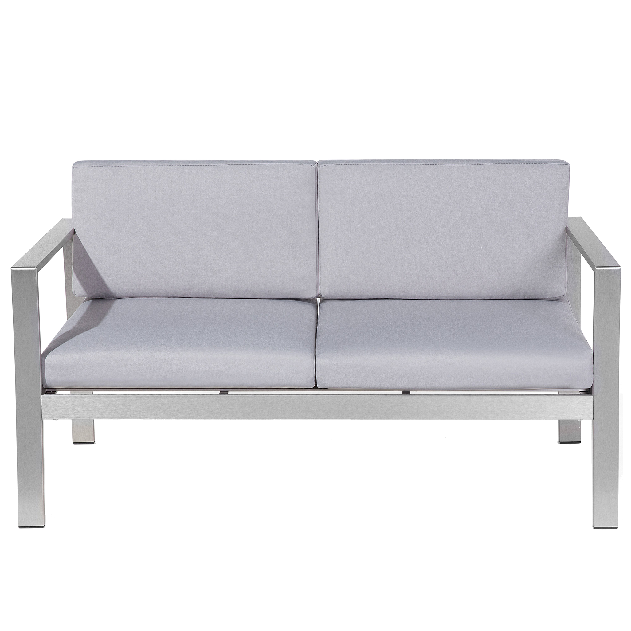 Trädgårdsbänk med dyna SALERNO 142 cm Metall Ljusgrå