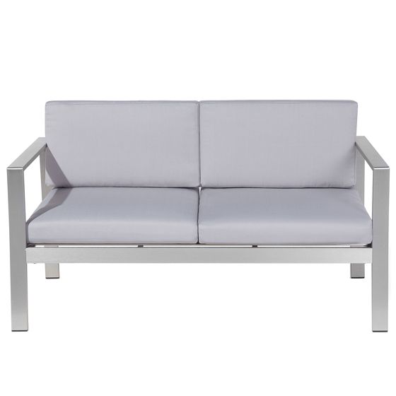 Trädgårdsbänk med dyna SALERNO 142 cm Metall Ljusgrå