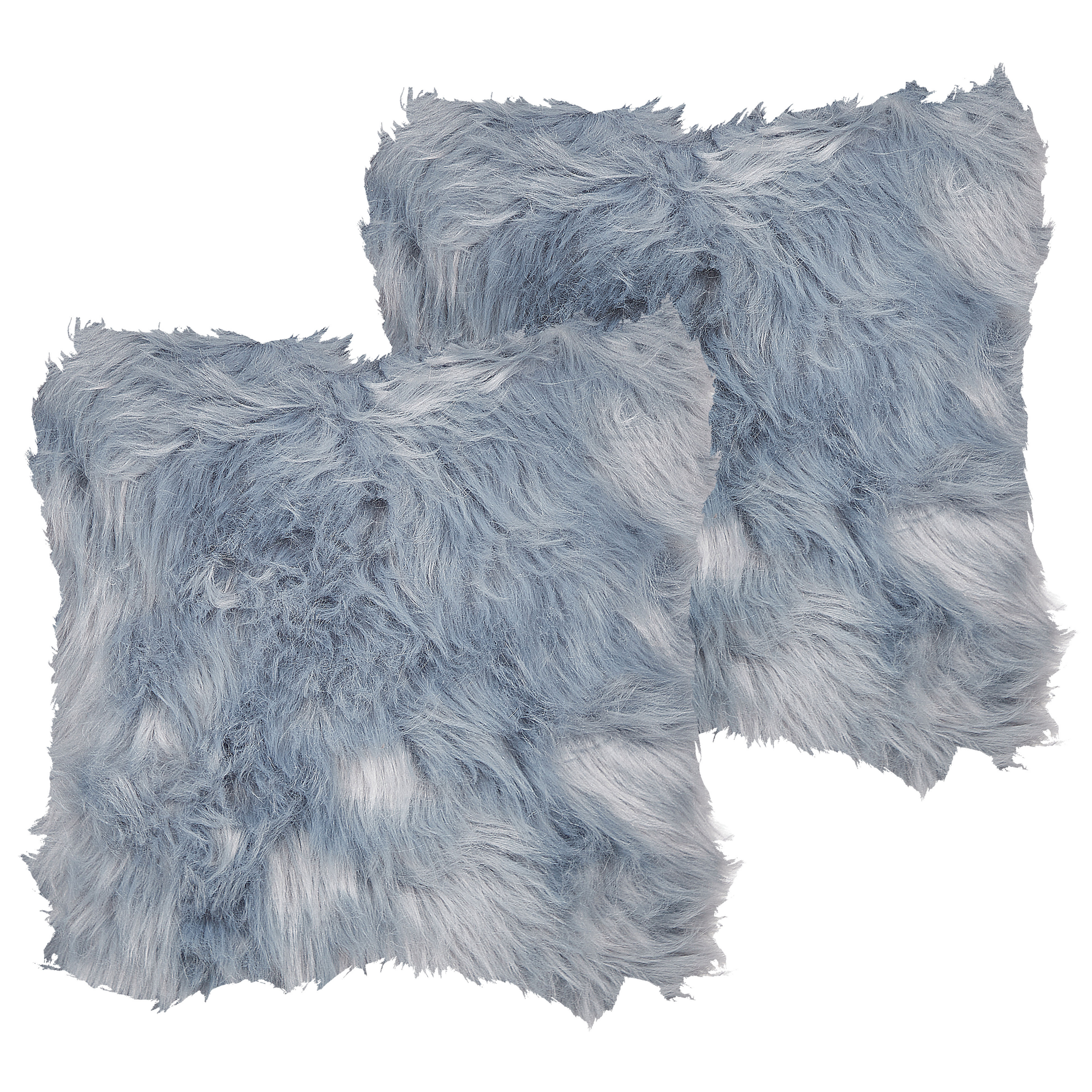 Set med 2 prydnadskuddar LUBHA 42 x 42 cm Fuskpäls Mörkblå Monokromt