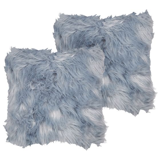 Set med 2 prydnadskuddar LUBHA 42 x 42 cm Fuskpäls Mörkblå Monokromt