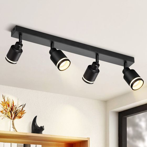 NETTLIFE modern svart taklampa: 4 justerbara metallspotlights i taket, GU10 taklampa, för sovrum, utan glödlampa
