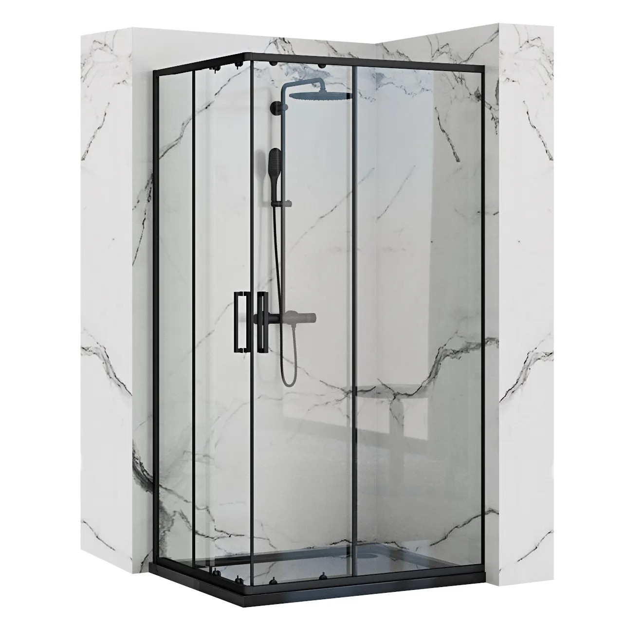 REA Duschkabin PUNTO 80x100 Svart, 78x98x190cm