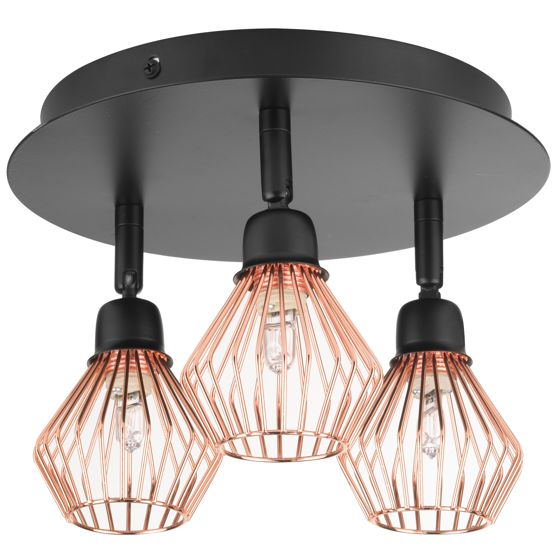 Spotlight med 3 lampor VOLGA Justerbar Metall Svart