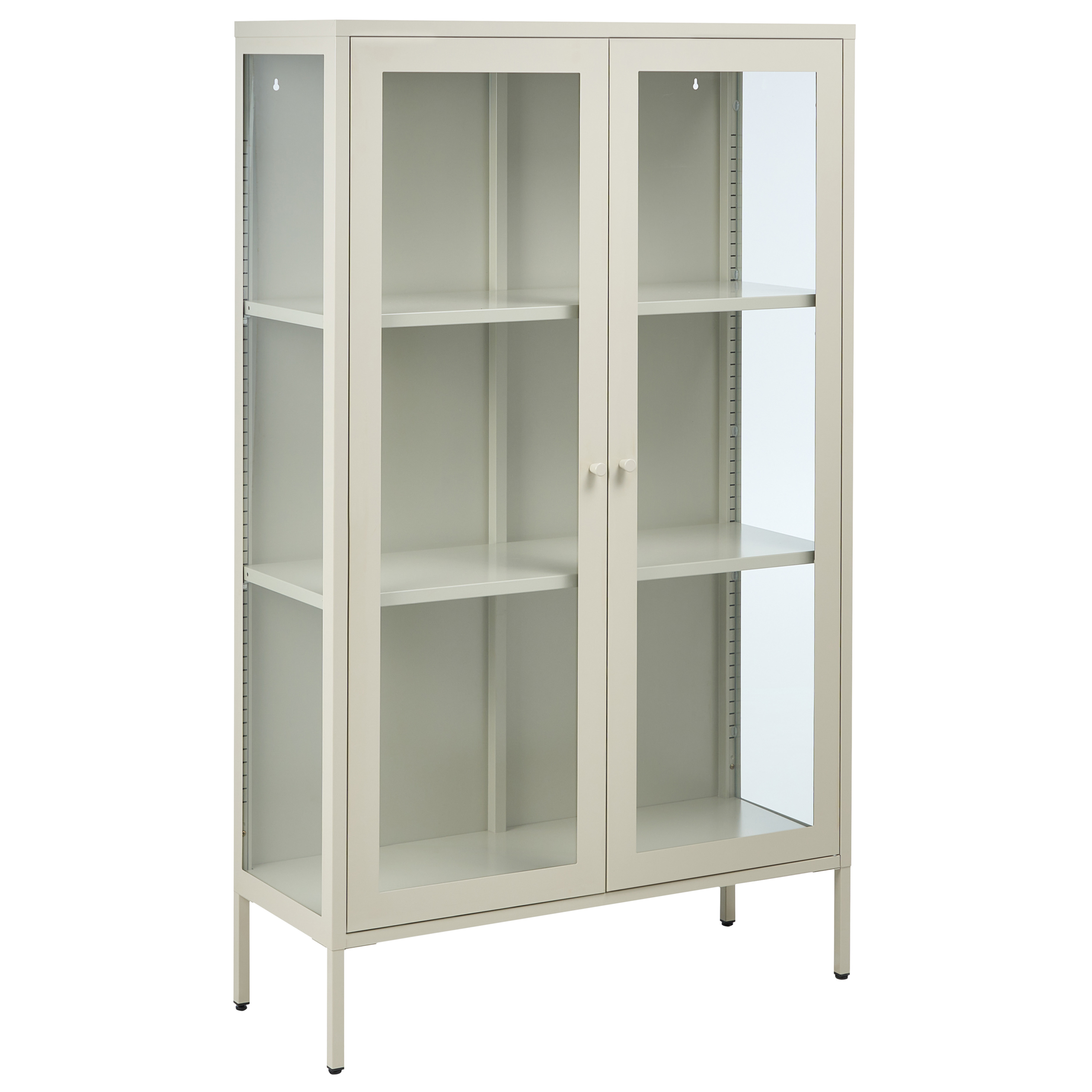 Vitrinskåp i glas NASH 90 cm Metall Ljusbeige