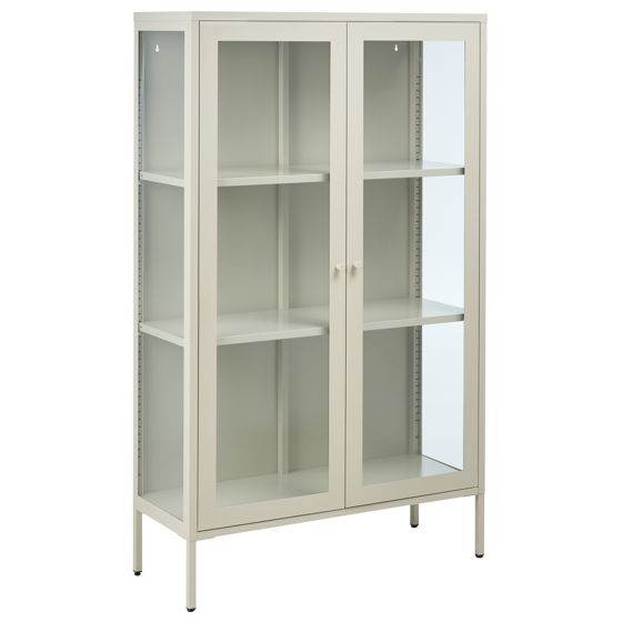 Vitrinskåp i glas NASH 90 cm Metall Ljusbeige