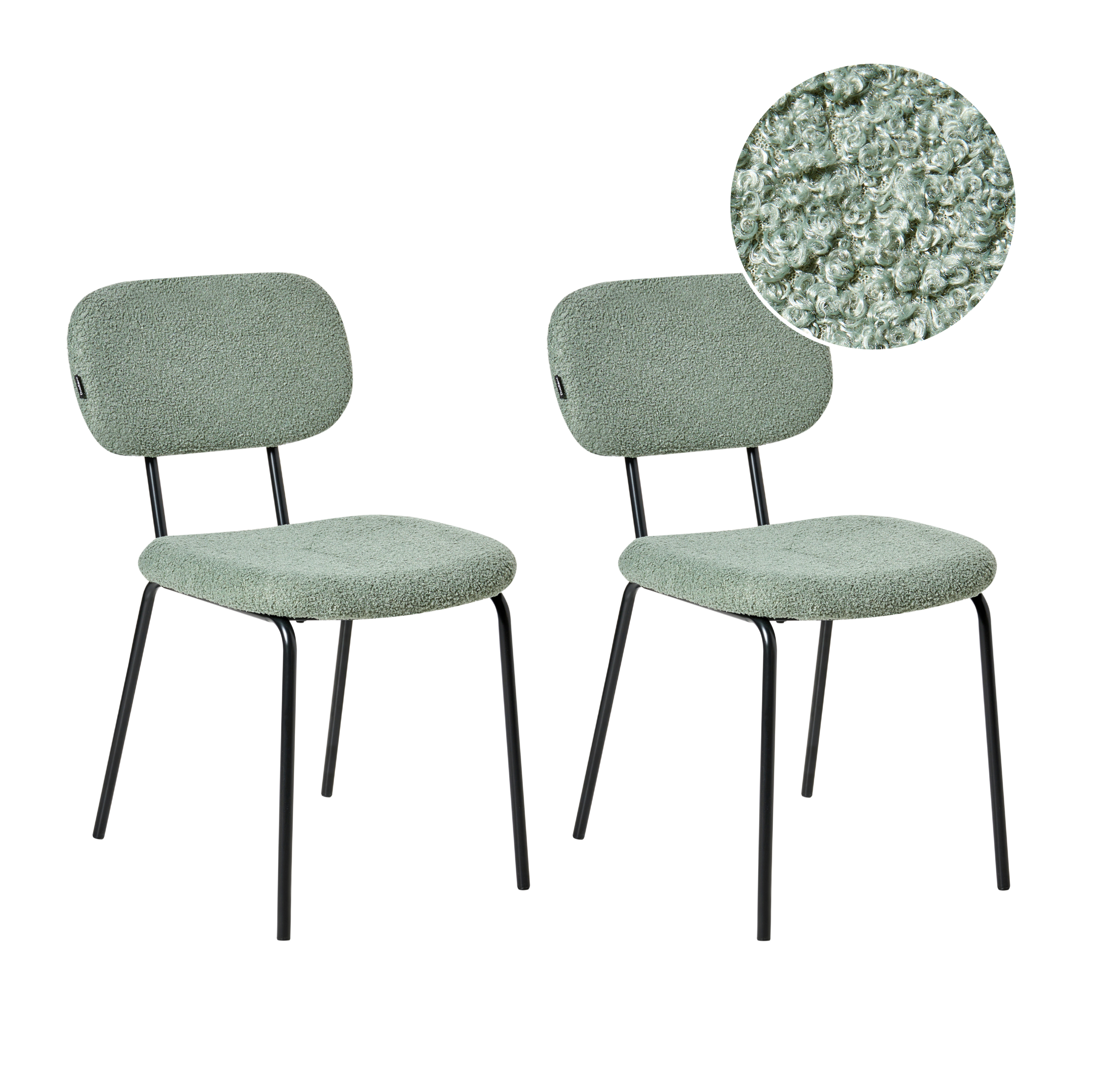 Set med 2 stolar ADAIR Bouclé Ljusgrön